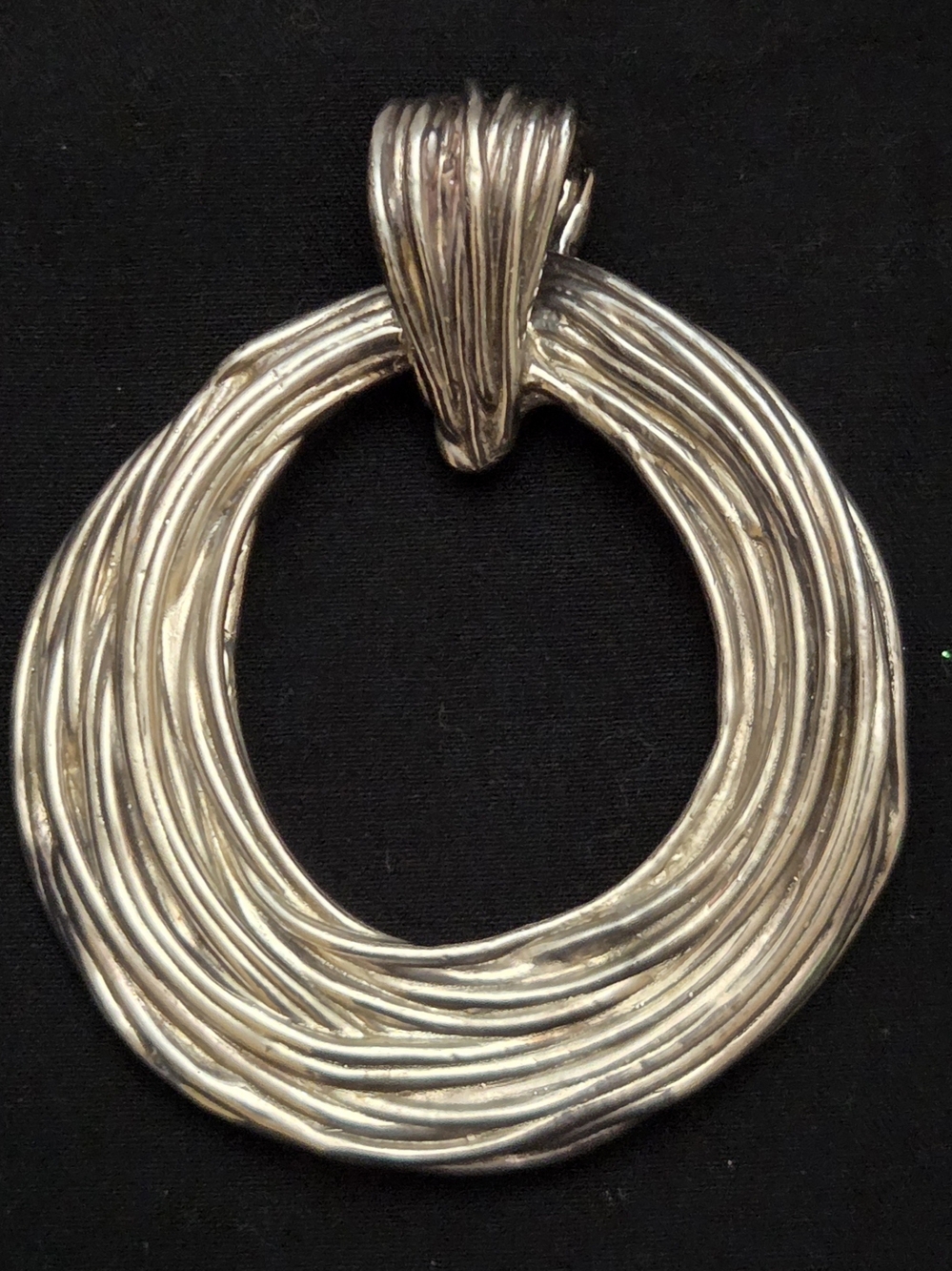 Paz Israel 925 Sterling Silver Large Textured Circle Statement Pendant